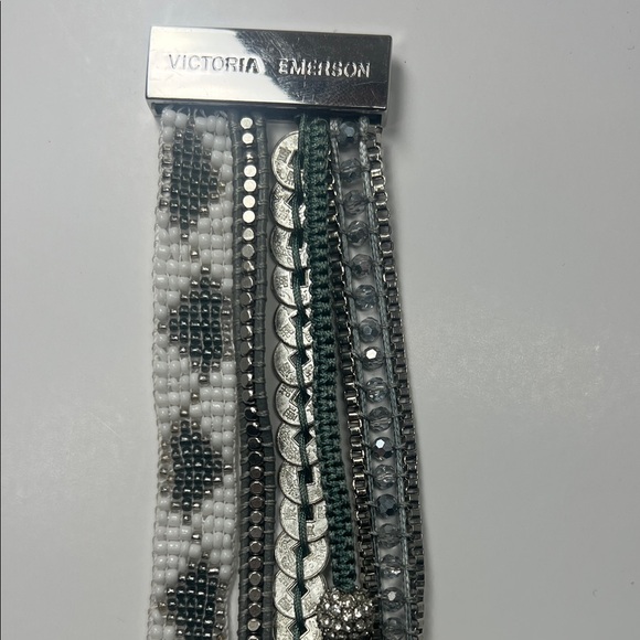 Victoria Emerson Silver and White Boho Cuff Bracelet. - Picture 3 of 3